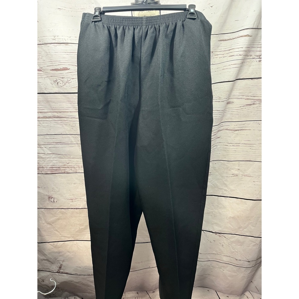 Alfred Dunner Womens Black Elastic Waist Pull On Straight Leg Pants Size 16 USA